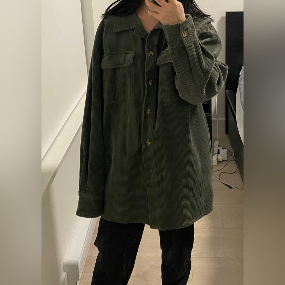 Motel Rocks Army Green Corduroy Oversized Jacket